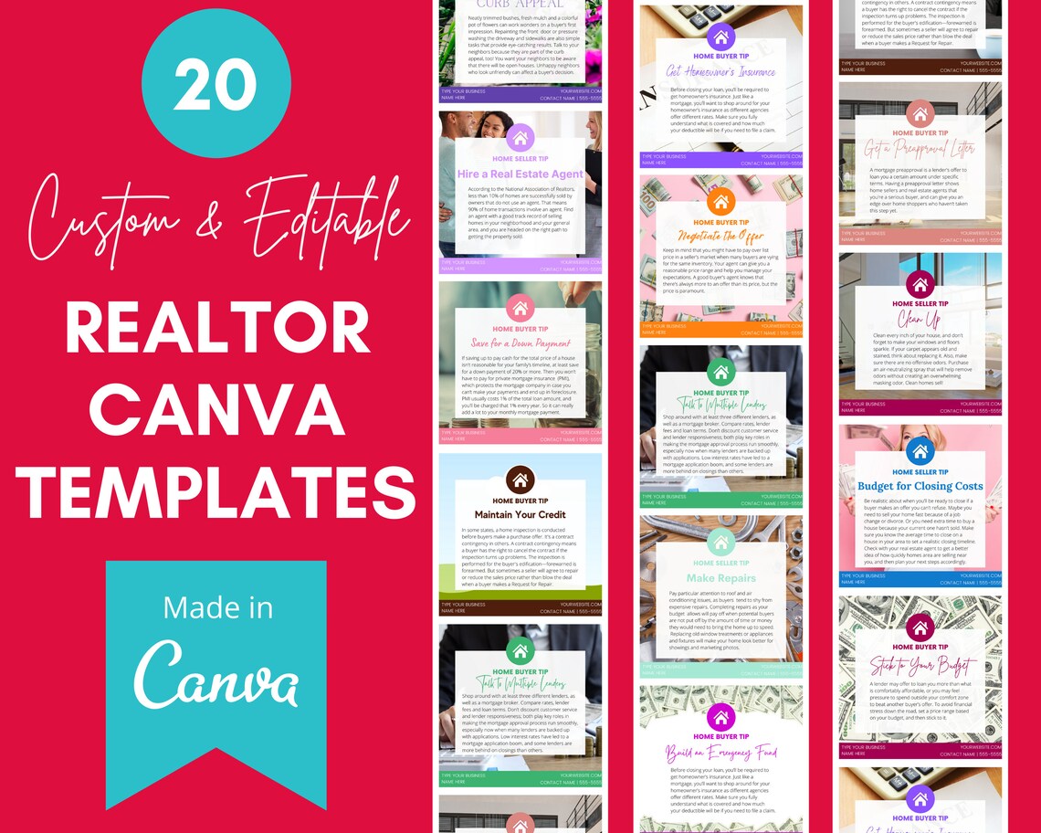 20 Canva Templates for Real Estate Realtor Templates for Etsy