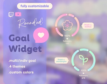 Rounded Multigoal Widget for Twitch and Youtube | Cozy Coworking | Streamelements - OBS