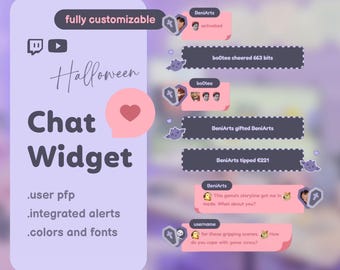 Halloween Post-It Custom Chat Widget for Twitch and Youtube - Whitelist pfp | Coworking Cozy Streams | Streamelements - OBS