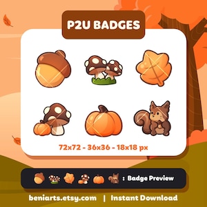 P2U Fall/Autumn Cozy Badges for Twitch | Sub Bit Badges