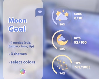 MOON GOAL Widget for Twitch | Cozy Coworking | Streamelements - OBS