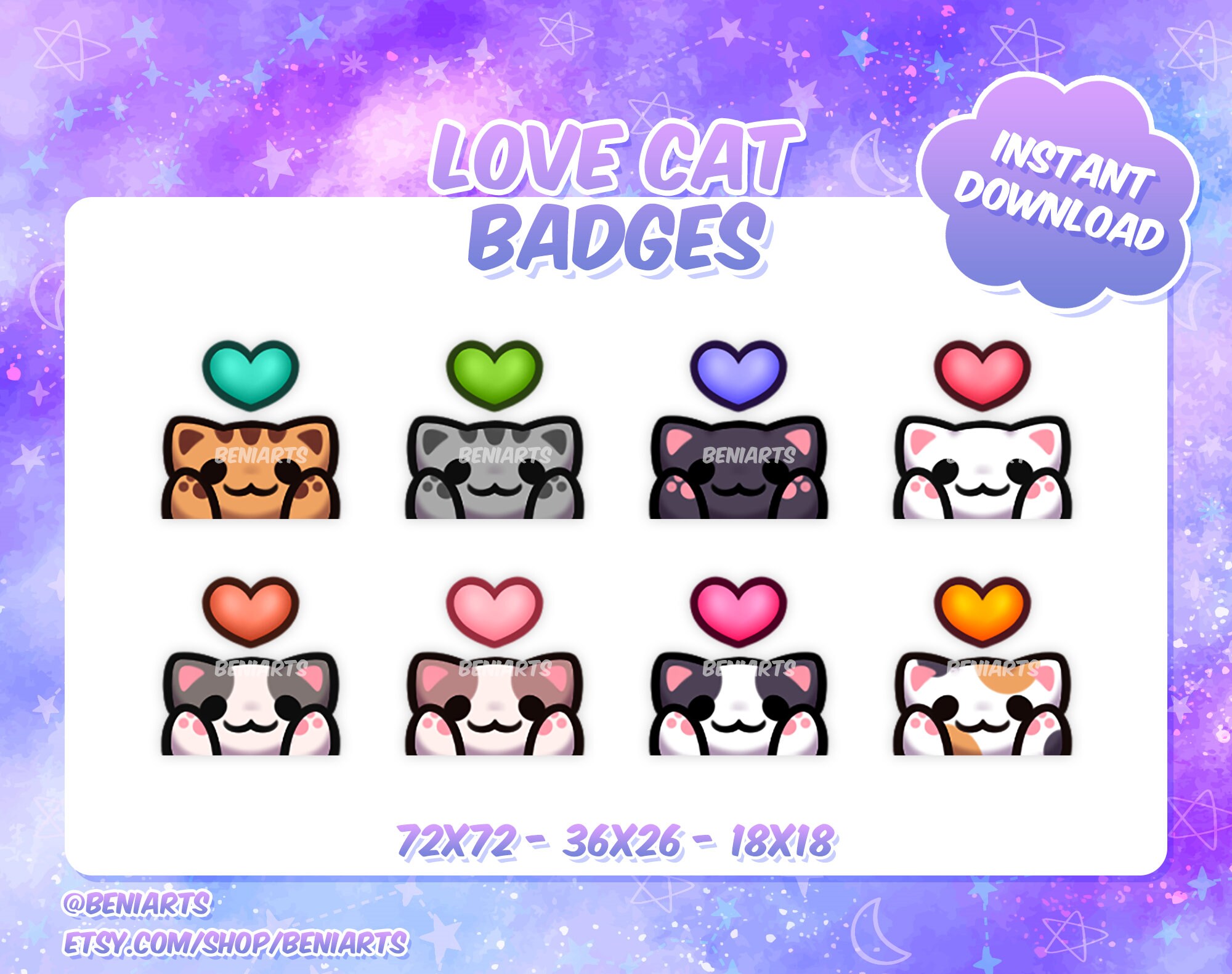 Love Cat Badges for Twitch Sub/Bit Badges Twitch Graphics Etsy