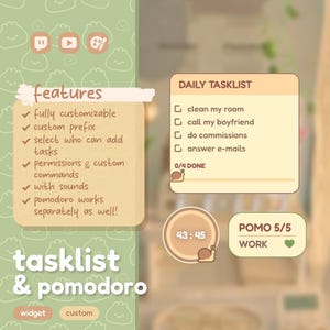Snail TASKLIST Widget & POMODORO Coworking Timer | To-do list for Streamer and Chat / Streamelements OBS