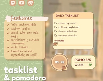 Snail TASKLIST Widget & POMODORO Coworking Timer | To-do list for Streamer and Chat / Streamelements OBS