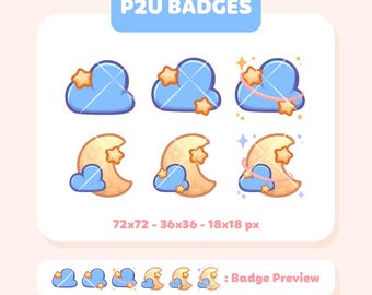 P2U Cute Moon Badges for Twitch | Sub Bit Badges