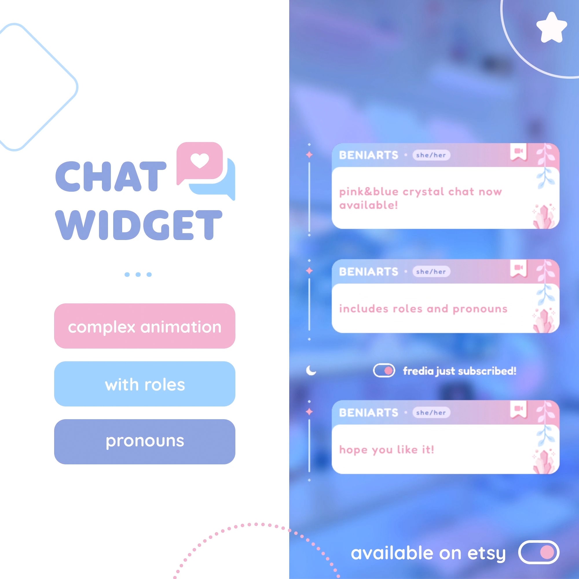 Chat Widget for Twitch With Alerts Pink&blue Crystal Chat ...