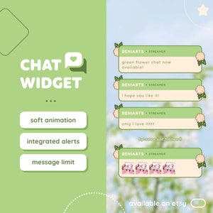 Chat Widget for Twitch with Alerts | Custom Green Flower Chat | Streamelements OBS