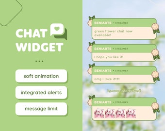 Chat Widget for Twitch with Alerts | Custom Green Flower Chat | Streamelements OBS