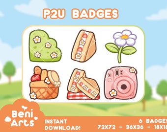 P2U Sweet Picnic Badges for Twitch | Sub Bit Badges
