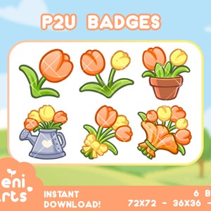 P2U Orange Tulpenabzeichen für Twitch | Sub-Bit-Abzeichen