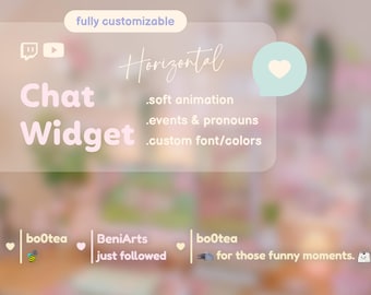 Horizontal Chat Widget for Twitch and Youtube | Coworking Cozy Streams | Streamelements - OBS