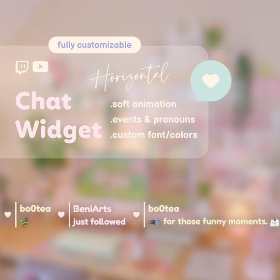 Horizontal Chat Widget for Twitch and Youtube | Coworking Cozy Streams | Streamelements - OBS