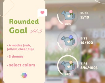 ROUNDED GOAL Vol.3 Widget for Twitch | Cozy Plant Flower | Streamelements - OBS