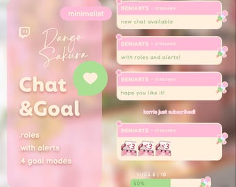 Dango Sakura Chat&Goal Widget Pack for Twitch | Cozy Coworking | Streamelements - OBS