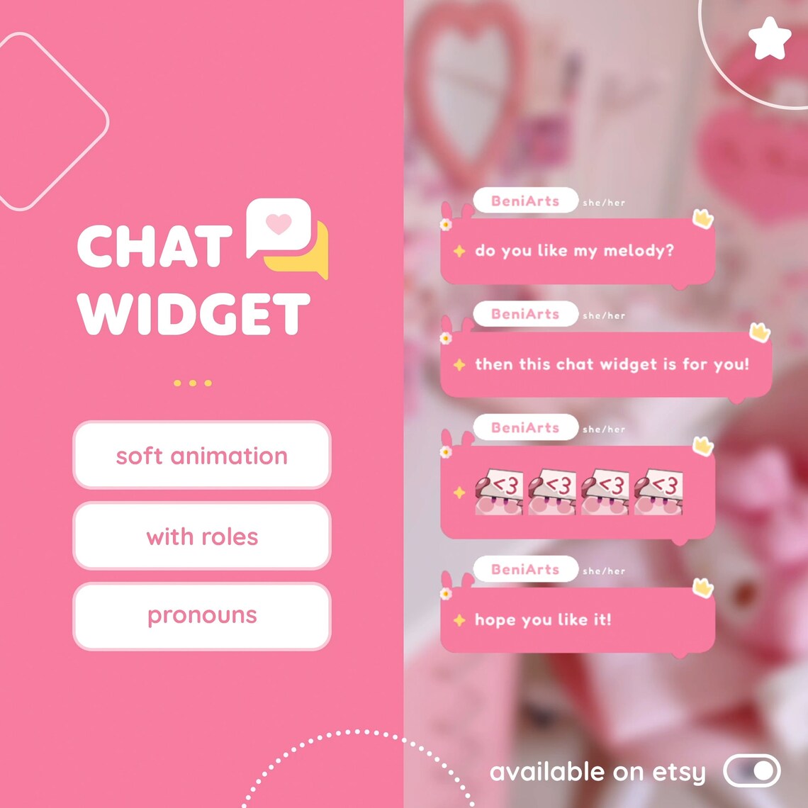 Chat Widget for Twitch | Cute Pink Bunny Chat | Streamelements OBS - Etsy