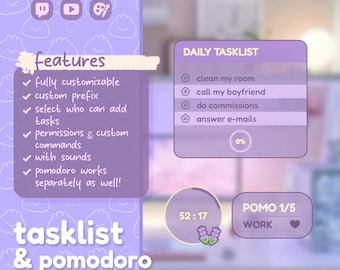 Flower TASKLIST Widget & POMODORO Coworking Timer | To-do list for Streamer and Chat / Streamelements OBS