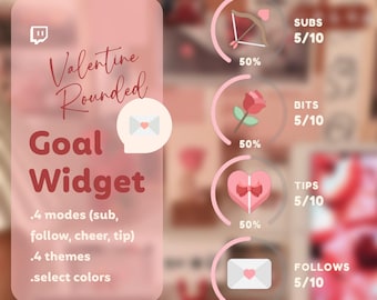 Valentine Rounded Goal Widget for Twitch | Love Cute | Streamelements - OBS
