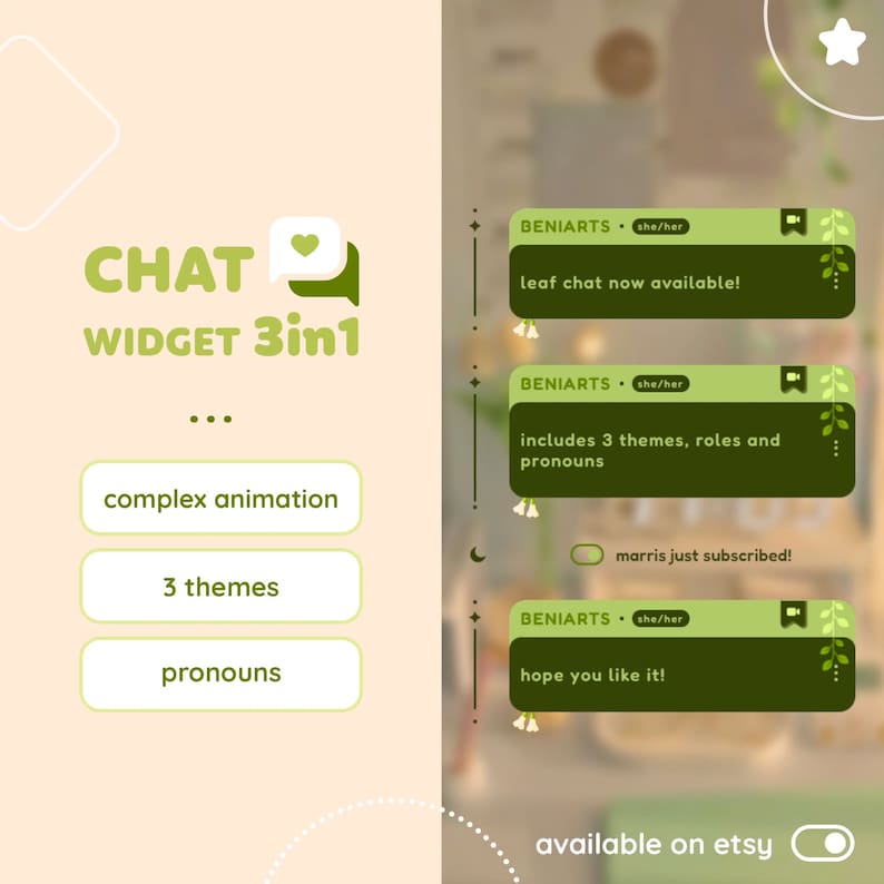Everyone Included Widget PACK 3in1 Chat Widget for Twitch With Alerts | Leaf Cozy Chat ...
