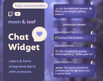 MOON & LEAF Customizable Chat Widget for Twitch and Youtube | Coworking Cozy Streams | Streamelements - OBS