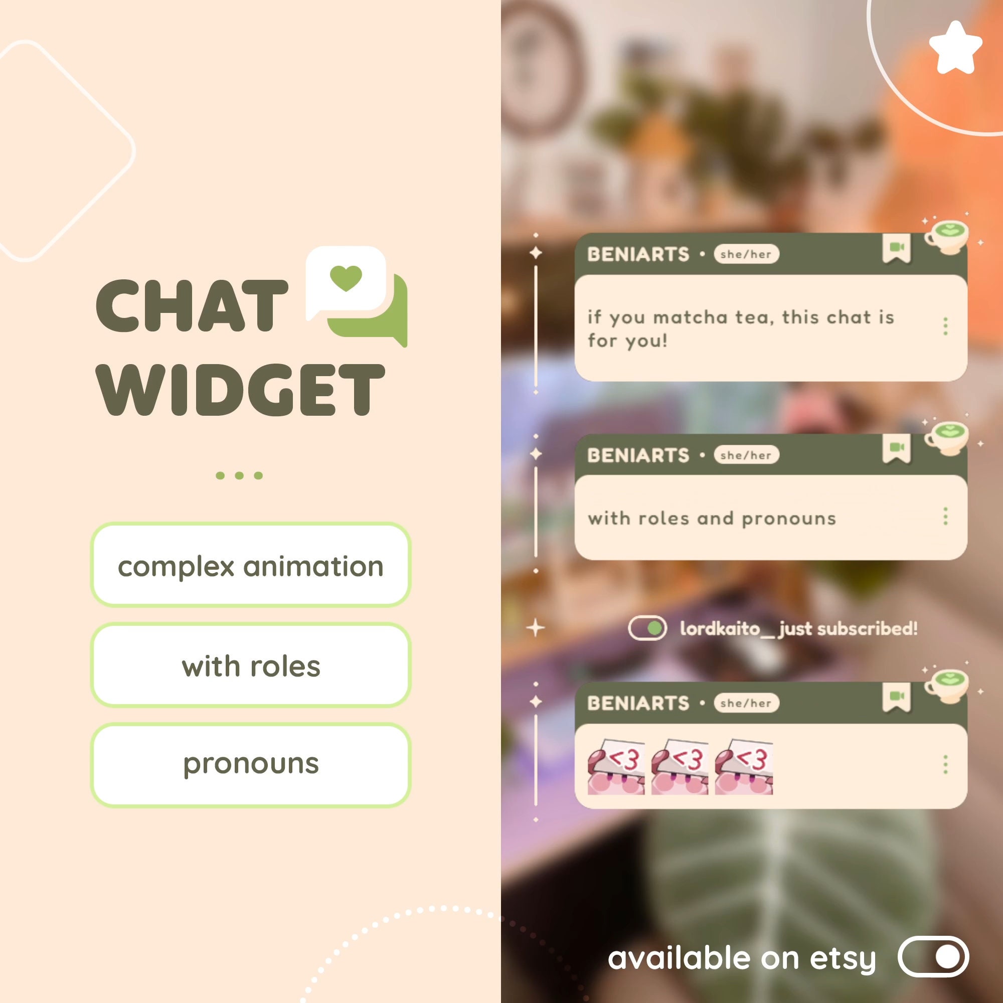 Chat Widget for Twitch With Alerts Matcha Tea Chat Streamelements OBS ...