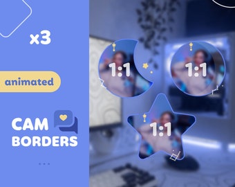 ANIMATED WEBCAM BORDERS X3 | Constellation Moon Themed Webcam Borders for Stream | Flower Japan Anime