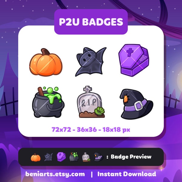 P2U Spooky Halloween Badges for Twitch | Sub Bit Badges