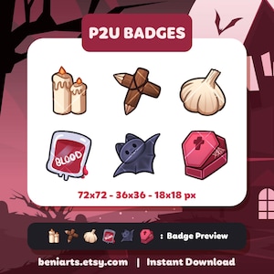 Puede incluir: Conjunto de cinco insignias de temática de Halloween en varios tamaños, que incluyen una bolsa de sangre, un murciélago, un diente de ajo, una cruz y un ataúd. Las insignias son de estilo de dibujos animados y son perfectas para agregar un toque espeluznante a tus proyectos.