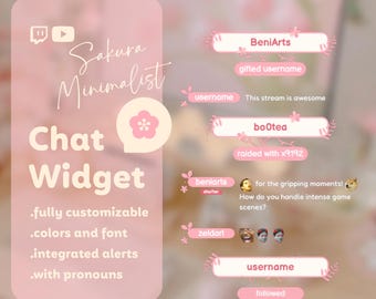Sakura Minimalist Custom Chat Widget for Twitch and Youtube - Whitelist pfp | Coworking Cozy Streams | Streamelements - OBS