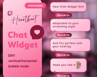 3IN1 Heartbeat Chat Widget for Twitch | Love Valentines | Streamelements OBS