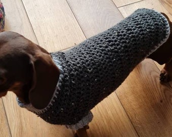 Dachshund sweater / sausage dog jumper khaki Tweed