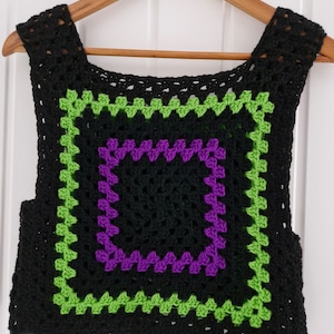 Crochet top, crochet Halloween top, black purple,  and green Halloween top, Halloween sweater, goth top, beetlejuice