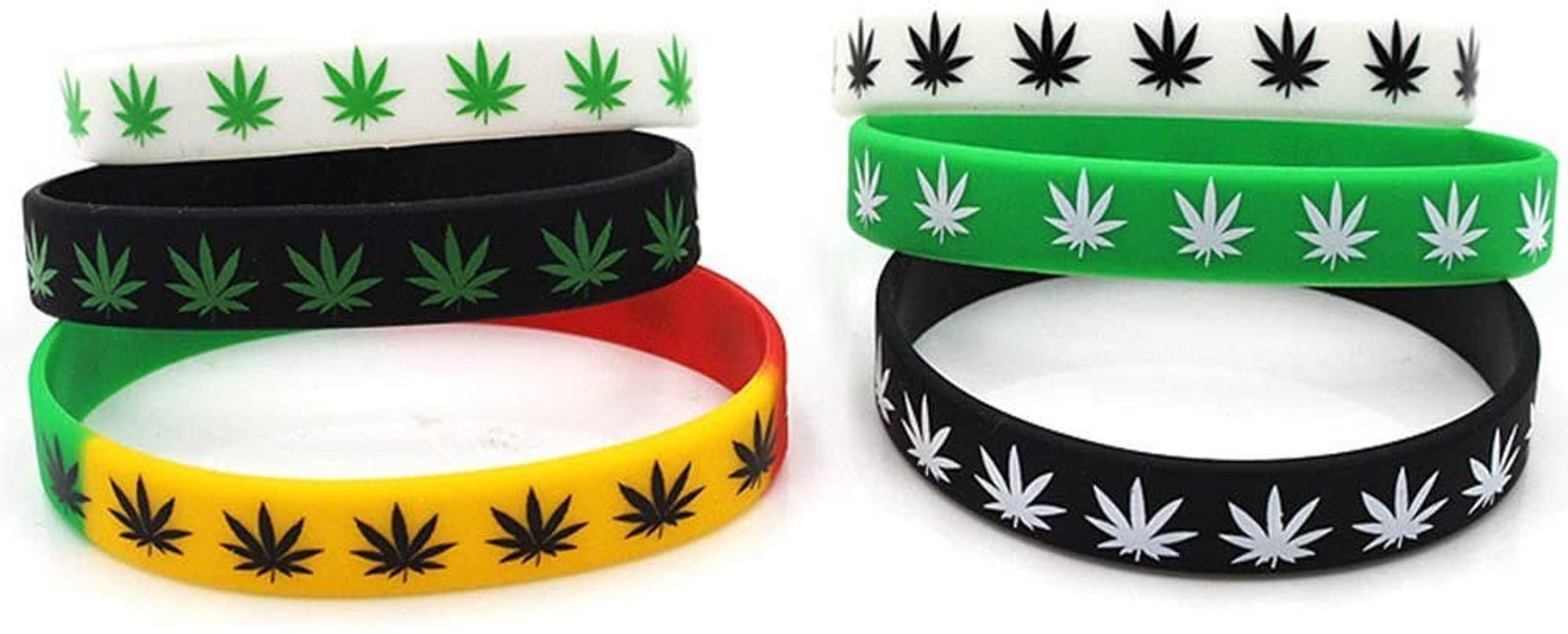 Pot Leaf Silicone Bracelets Marijuana Wristbands 6Pack Etsy