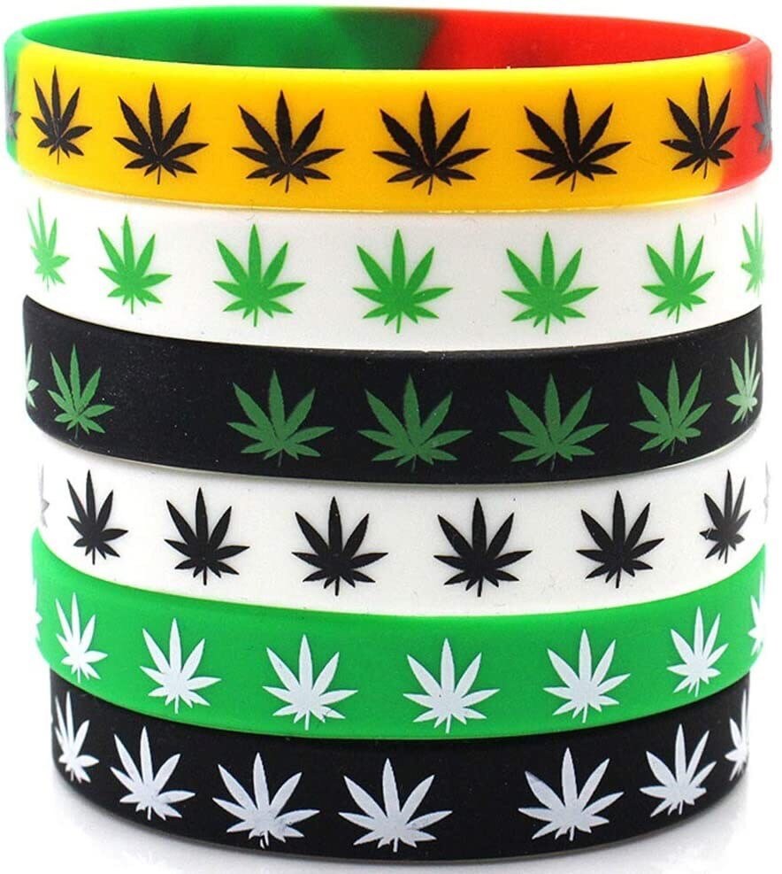 Pot Leaf Silicone Bracelets Marijuana Wristbands 6Pack Etsy