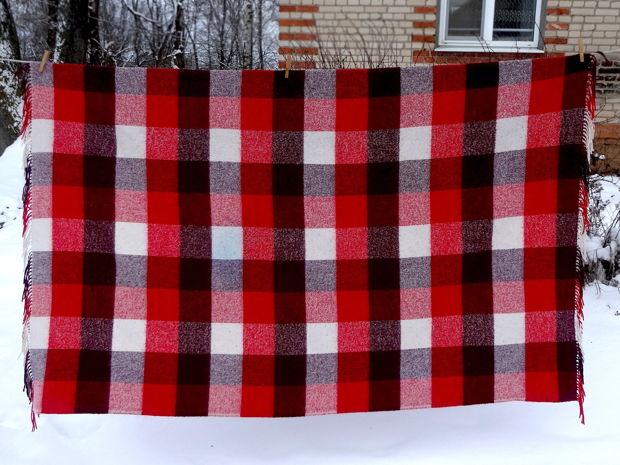 Wool blanket vintage woolen soviet blanket woolen bedspread Etsy