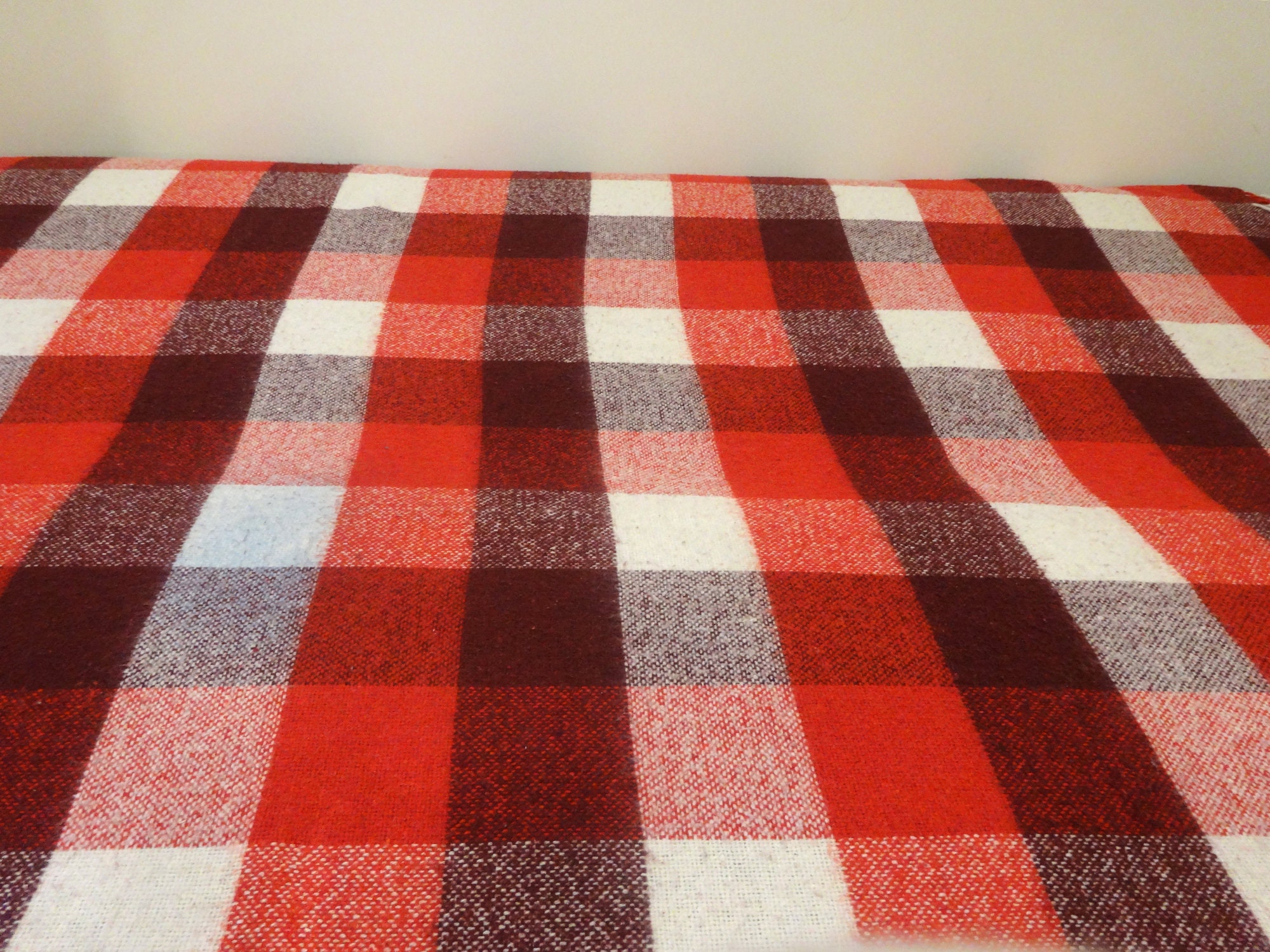 Wool blanket vintage woolen soviet blanket woolen bedspread Etsy
