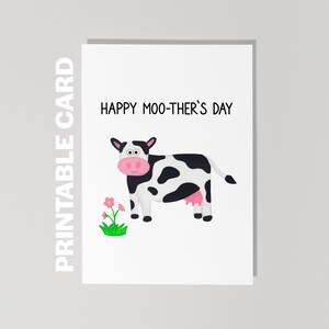Cartão de Dia das Mães para Imprimir, Feliz Dia das Mães, Cartão de Vaca, Cartão Engraçado de Dia das Mães