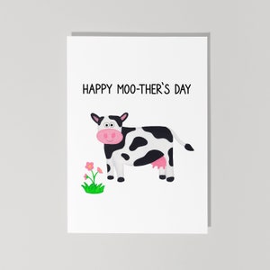 Carte de fête des mères heureuse, carte de fête des mères drôle, carte de fête des mères vache, fête des mères