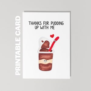 Carte imprimable de Saint-Valentin, carte je t'aime, merci de m'avoir supporté, carte drôle pour l'anniversaire