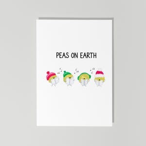 Merry Christmas Card, Peace On Earth, Christmas Carol Card, Funny Holiday Card, Happy Holidays Card, Peas on Earth