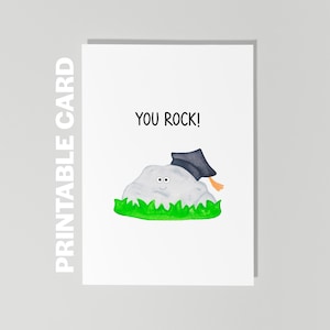 Carte de remise des diplômes imprimable, carte You Rock, carte de remise des diplômes drôle