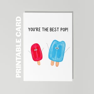 Tarjeta del Día del Padre para Pop, Tarjeta del Día del Padre para el Abuelo, Tarjeta de Felicitación Imprimible Divertida del Día del Padre, Eres el Mejor Pop