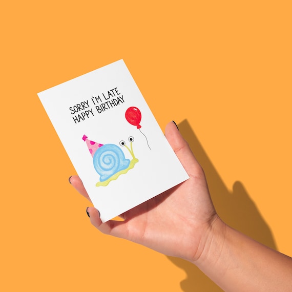 Old English Co. Snail Belated Happy Birthday Card - View #12