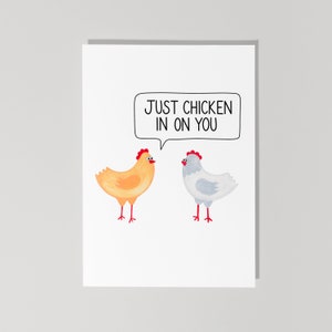Juste du poulet sur vous, carte drôle de rétablissement, carte Thinking of you, carte poulet, juste check-in sur vous