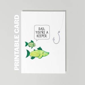 Carte imprimable fête des pères, papa, tu es un gardien, carte papa drôle, carte de pêche fête des pères, carte de blague papa