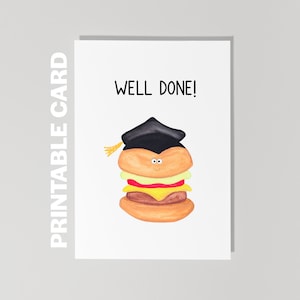 Carte de fin d'études imprimable, carte bravo, carte de remise de diplôme drôle, carte de remise de diplôme hamburger