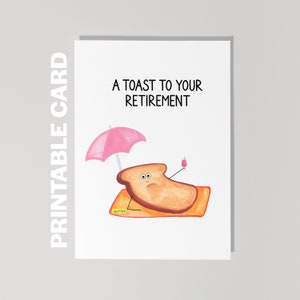 Carte de retraite imprimable, carte de retraite drôle, un toast à votre retraite, carte de plage