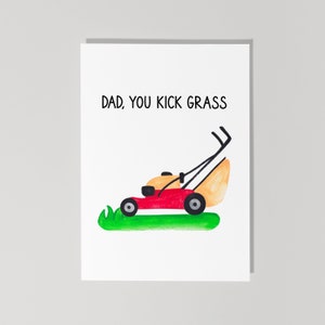 Carte drôle de fête des pères, papa tu donnes un coup de pied dans l'herbe, carte papa pelouse, carte pour papa, carte blague papa