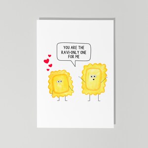 Funny Anniversary Card, You&#39;re The Ravi-Only One For Me, Ravioli Anniversary Card, Funny Pasta Valentine