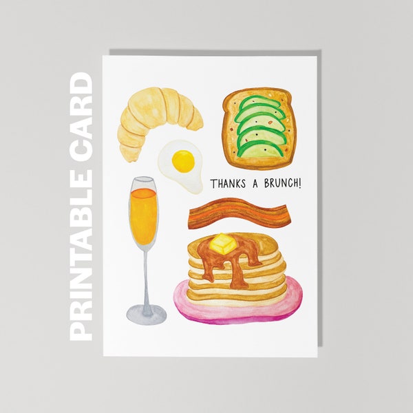 Printable Thank You Card, Thanks a Brunch, Funny Thank You Card