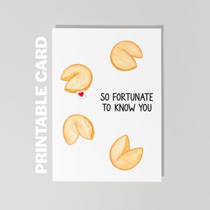 Carte de Saint-Valentin imprimable La chance de vous connaître, carte d'anniversaire drôle, Saint-Valentin biscuit de fortune, Saint-Valentin imprimable
